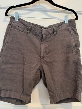 John Varvatos Men's Casual Cotton-Linen Blend Shorts in Charcoal Gray